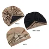 Turbans för kvinnor Metallic Top Knot Turban Muslim Hijab Solid Color Ladies Headwear Inre Islamic Head Cover Hair Tillbehör