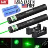 Caneta ponteiro laser verde militar, 2 peças, 10 milhas, astronomia, 5mw, 532nm, poderoso brinquedo de gato, foco ajustável, lazer + bateria 18650 + carregador