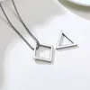 Populaire in elkaar grijpende vierkante driehoek hanger voor mannen roestvrijstalen moderne trendy geometrische stapelen streetwear ketting