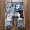 2020 mode été Shorts ensembles hommes bleu brodé lettres Patch Denim gilet + broderie lettre abeille Shorts mâle deux pièces ensemble