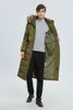 Winterjas voor Mannen Lange Donsjack Down Parkas Hooded Dikke Warme Overjas Plus Size S-4XL Leger Groen Zwart