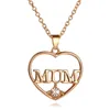 Mödrar Daggåva Smycken Halsband - Hollow Heart With Mon Crystal Stone Round Pendant Halsband Kärlek "Mamma"