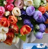 Couleur de printemps 15 Mini Rose Fleurs Artificielles 7 Couleurs Sélection Rosebuds Star Party Décoration Couronnes Silk Bud Factory Direct ER02