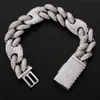 Bracciale cubano da uomo con pietra cubica color oro argento da 20 mm 7 8 9 pollici Braccialetti a maglie cubiche207U