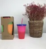 Tasse à changement de couleur de température créative de 710 ml avec paille et couvercle tasses de décoloration en plastique bouteille d'eau de boisson d'été