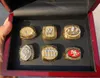 6 stuks Team Champions Kampioenschap Ring Set Met Houten Doos Souvenir Mannen Fan Gift 2020