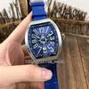 NUOVO YACHTING V45 SC DT YACHTING OG Orologio automatico da uomo Quadrante blu Cinturino in caucciù in pelle blu Orologi sportivi da uomo di lusso di alta qualità