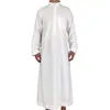 Branco manga longa roupas masculinas islâmicas jubba thobe abaya dubai arábia saudita tradicional ramadan eid árabe robes4324052