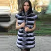 Women's Fur & Faux BFFUR Winter Coats Women Natural Full Pelt Real Chinchilla Color Rex Jacket With Big Lapel Collar Warm Overcoats