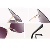 Oversized Rimless Women Butterfly Solglasögon Vintage Cat Eye Gradient Mode Kvinnors Solglasögon UV400 Oculos Feminino