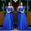 Royal Blue Lace Evening Dresses One Shoulder Ruffles Jumpsuit Prom Dress Custom made Women Plus Size Party Gowns robe de soiree