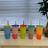 24 Unzen Magie Farbwechsel Cup Tumblers Kunststoff Trinkbecher mit Deckel und Strohhalm Süßigkeit färbt magische Kaffeetasse SN4503