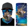 3D Seamless Printed Scarf Multifuction Ocean Theme Printed Fish Jellyfish Shark Stars Digital Half Face Mask Outdoor Face shield M182