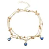 S1604 Fashion Jewelry Multilayer Anklet Turkish Blue Eye Pendant Pärled Ankel Armband Beach Anklets8303234