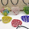 Moda 6PCS Mix Renk Kalp Millefiori Cam Lampwork Kolye ile Kordon