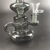 Gray Glass Water Bongs Hookahs Unique Design Inline Perc Percolator 7.2Inch Oil Burner Dab Rig