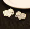 2020 Korean fashion luxury full diamond cute lamb earring jewelry 18K gold plated female earrings personality trend party earring gift