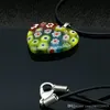 Moda 6PCS Mix Renk Kalp Millefiori Cam Lampwork Kolye ile Kordon