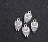 200 stks / partij legering dieren Mini Double-Sided Owl Charms Antique Silver Charms Hanger For Necklace Sieraden Maken Bevindingen 9x18mm