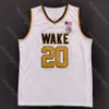 Jerseys de basquete Novo 2020 Wake Forest Demon Deacons Jersey de basquete NCAA College 20 John Collins White All Stitched and Bordery