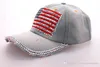 Designerhattar tvättade denim Bling Rhinestone USA National Flag Baseball Caps Curved Cotton Sports Golf Blue Jean Sun Hats For Mens 9843257