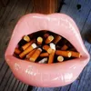 Luoem Lip Mouth Ceramic Ash Tray Novelty Cigarette Ashtray Holder Home (Pink) T200721