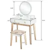 Mobilier de chambre miroir à trois volets commode avec tabouret mode moderne rangement de maquillage blanc maison dames coiffeuse