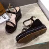 البيع الساخن- سوداء سودج صندل نساء أحذية الصيف الصيفية منصة غير رسمية الصندل العالي الكعب السيدات أحذية مريحة