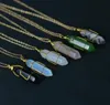 Hexagon Shape Chakra Natural Stone Healing Point Pendants Necklaces with Gold Chain for Women Jewelry Gift willl and sandy jewelry GD474