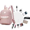 Designer- 4Pcs Set Brand Women Fashion Backpack con monedero PU Leather Repujado Mochila Girls High Quality School Bag Bolsas de viaje