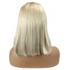 Belle blonde 14 pouces courte Micro tresse perruque africaine tressée perruque longue ligne droite cheveux synthétiques marley Synthétique Dentelle frontale perruque Colorée