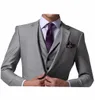 Can Be Custom Made Gentle-Mens Bridegroom Suit Ternos Masculino Slim Fit Grey Men Suit Gray Wedding Groom