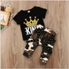 2022 Bair Boys Summer Clothing Sets Kids Short Sleeve Tshirtcamo 바지 2pcs 세트 소년 복장 어린이는 70130cm 05years2568489