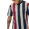 Men T Shirt Fashion Striped Loose Top Male O-neck Tops Tee Summer Short Sleeve T-shirt Cotton Tee Shirts Hip hop Tees Streetwear1