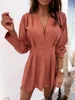 Sexy New Womens Blouses Shirts V-neck Button Autumn Long Sleeves Princess Ladies Party Clothes Size S-2XL