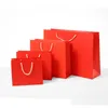 Sac en papier d'emballage de cadeau de faveur de mariage rouge de 10 tailles, sacs-cadeaux de festival, sac à provisions en papier avec poignées sac-cadeau en papier