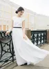 2020 A linha Chiffon Wedding Modest vestido mangas simples, de baixo V Voltar Custom Made Boho Informal Praia vestidos de noiva Custom Made