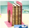 Metal Iron Book End Blue Hollow Out Design Bookends Holder Reusable Resistance To Fall Bookshelf For Office Workers