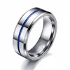 2020 mode Dünne Blaue Linie Wolfram Ring Hochzeit Marke 8MM Hartmetall Ringe für Männer Schmuck