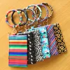 13 Style Multifunctional Favor Portable Leopard Printed PU Leather Key Ring Bracelet Wristlet Keychain Wallet Card Holder With Zipper Bags Bangle Keyring For Women