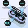 LED Display True Wireless Earphone F9 TWS Sports Headphones Stereo Bass Noise Cancelling Headset Earbud With Mic 2000mah Charging box