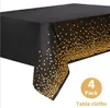 Manteles de plástico para mesas rectangulares, cubiertas desechables de confeti de puntos dorados para el hogar, suministro de limpieza con paño LKS256