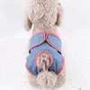 Durable Denim Machine Washable Dog Pet Fraldas Sanitária Pantie ajustável confortável cão masculino Wraps Sanitária Calças Roupa interior