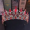 Kmvexo rood zwart kristal tiara bruids kroon voor bruiloft bruid goud strass kronen hoofdband sieraden haaraccessoires Y200727