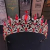 KMVEXO Red Black Crystal Tiara Crown nupcial para a noiva do casamento ouro Rhinestone coroas Headband Jewelry Acessórios de cabelo Y200727