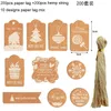 Merry Christmas Tree Tag Snow Flake Kraft Paper DIY Craft Party Cake Box Label Hang Card with Rope Christmas Gift Box Decoration