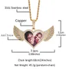 24inch Halat Zincir ile Custom Made Foto kolye Altın Gümüş Renk buzlu Out Bling CZ Açı Kalp Wings kolye kolye İçin Erkekler Kadınlar