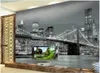 murales de encargo de la foto Fondos para las paredes del papel pintado 3D mural de Nueva York Puente de la construcción de papeles de pared noche escenario de la TV fondo de la pintura decoración