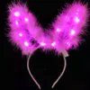 feather ears 14 lights glow new year christmas plush hairband headdress LED sell cute stall night market Led Rave Toys