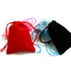 100 stks 7x9 cm 4 Kleuren Fluwelen Gebundeld Tegel Riem Tas Gift Bag Pouch Zwart Blauw Roze rood Groothandel Katoenen Touw b057